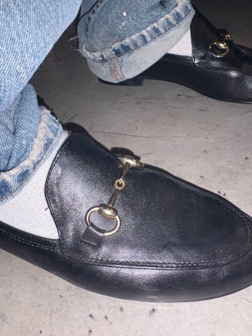 Vintage Botticelli Black Leather Loafers with Latch Detail 40